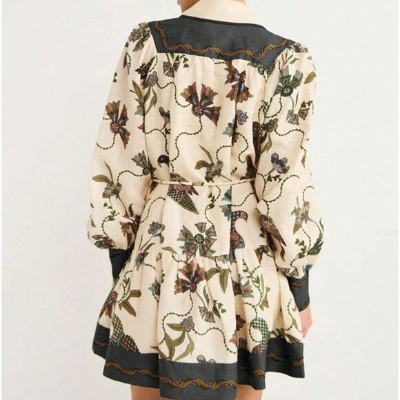 Casual Women's Long Sleeve Bohemian Printed Short Dress - Picture 2 of 4